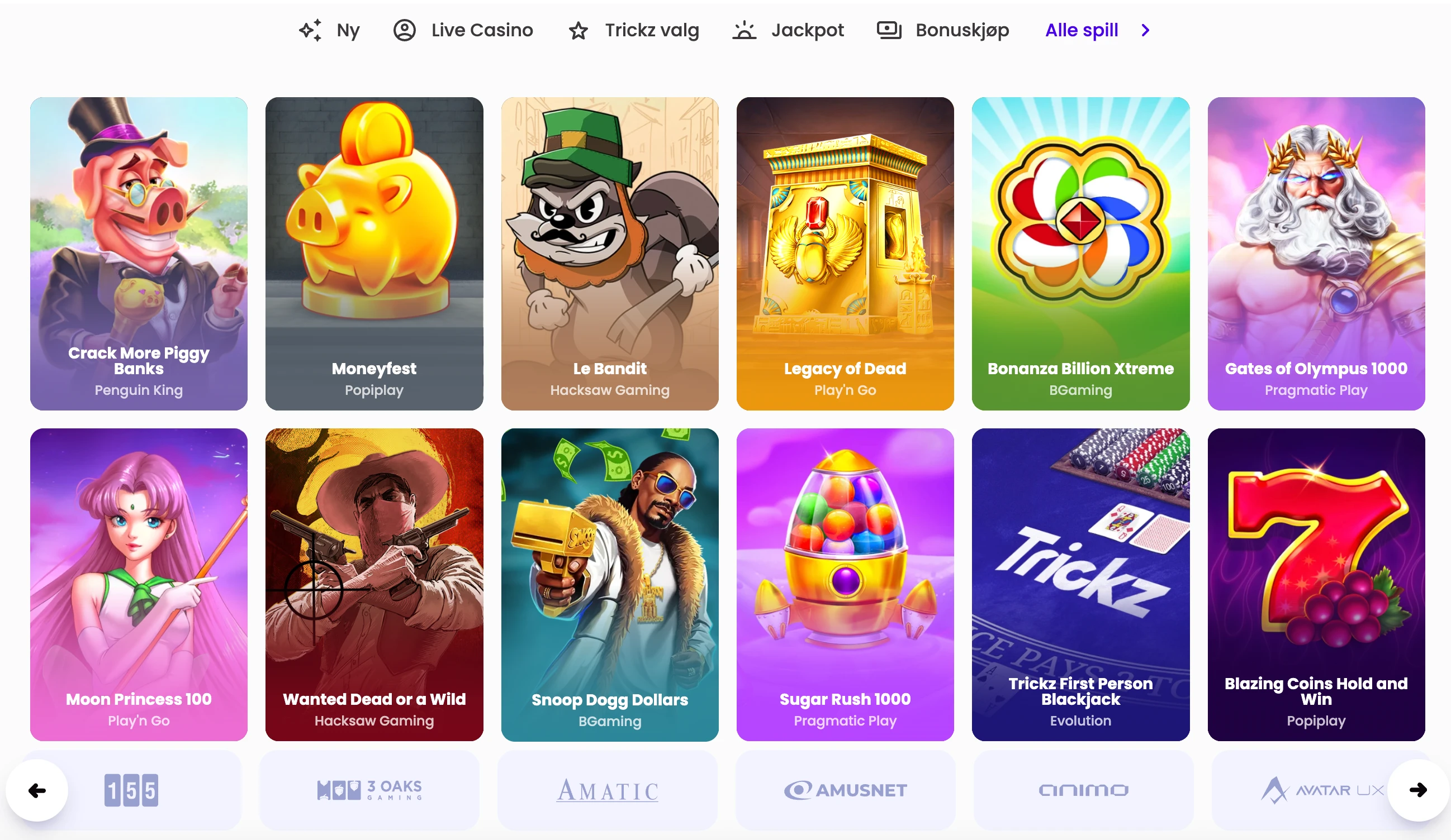 Trickz Casino spillutvalg
